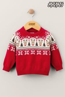 Mamas & Papas rdeč božični pulover z vzorcem fairisle (Q51093) | €12