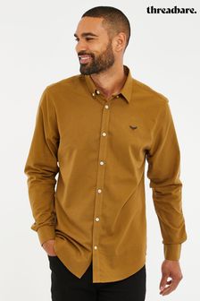 Threadbare Camel Oxford Cotton Long Sleeve Shirt (Q51337) | $41