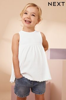 White Peplum Ribbed Vest (3mths-7yrs) (Q51635) | AED19 - AED29
