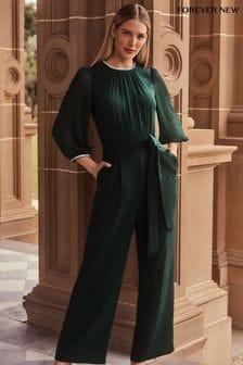 Forever New Green Natalya Long Sleeve Jumpsuit (Q52713) | kr2 010