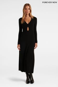 Forever New Black Madelyn Tear Drop Cut Out Dress (Q52749) | kr1,103