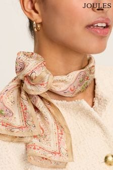 Розовый - Шелковый шарф с принтом Joules Highgrove (Q52783) | €26