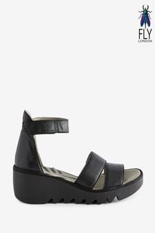 Fly London Bono Wedge Black Sandals (Q52888) | AED610