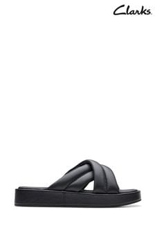 Clarks Black Leather Alda Glide Sandals (Q53001) | €99
