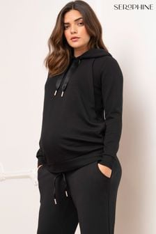 Seraphine Perdita Weiches schwarzes Kapuzensweatshirt mit Stillreißverschluss​​​​​​​ (Q53023) | 92 €
