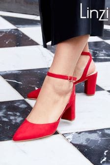 Roșu - Pantofi cu toc pătrat și spate deschis Linzi Carrie (Q53120) | 209 LEI