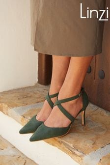 Linzi Green Runway Stiletto Court Heels With Crossover Front Strap (Q53128) | €48