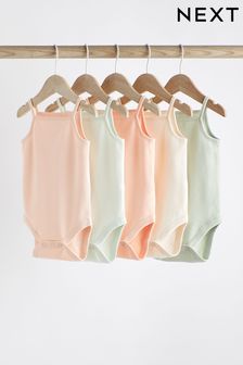 Baby Strappy Vest Bodysuits 5 Pack