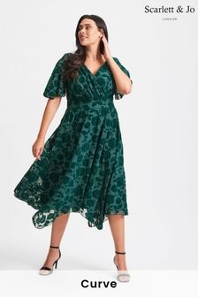 Scarlett & Jo Green Julie Hanky Hem Dress (Q53280) | $171