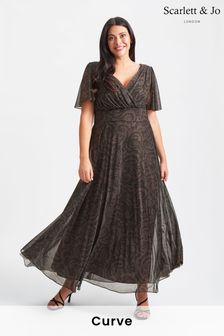 Scarlett & Jo Chocolate Brown Paisley Isabelle Angel Sleeve Maxi Dress (Q53289) | kr1,233