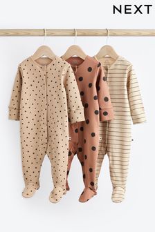 Baby Cotton Sleepsuits 3 Pack (0mths-2yrs)