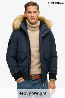 Superdry Blue Hooded Everest Puffer Bomber Jacket (Q53341) | $223