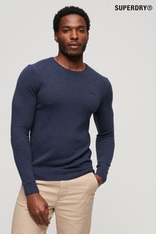 Azul - Suéter básico entallado de cuello redondo de Superdry (Q53365) | 65 €
