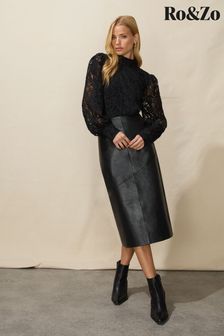 Ro&Zo Leather Midi Skirt (Q53530) | €281