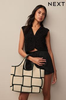 Neutral Raffia Weave Shopper Bag (Q53546) | AED152