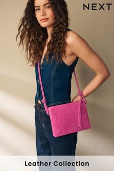 Ярко-розовый - Кожаная сумка с длинным ремешком (Q53561) | €29