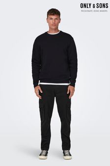 Only & Sons Black Straight Leg Cargo Trousers (Q53856) | $82