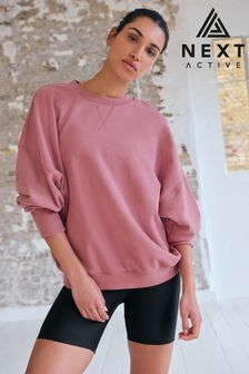 Pink Oversized Active Longline Relaxed Summer Crew Neck Sweatshirt (Q53882) | $49
