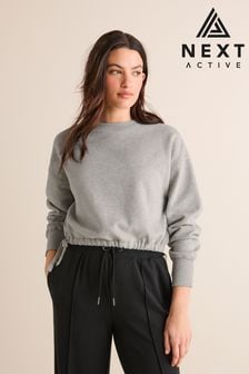 Grau - Active Sweatshirt mit Rundhalsausschnitt und Saum mit Tunnelzug (Q53921) | 38 €
