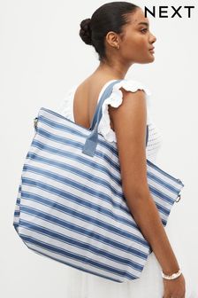 Blue Stripe Foldaway Beach Bag (Q54133) | $39