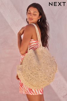 Natural Straw Circle Shoulder Bag (Q54134) | $46