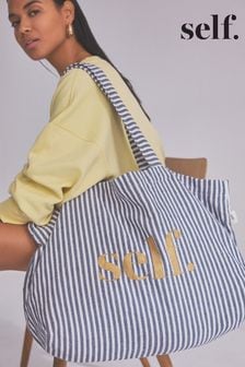 self. Blue Stripe Shopper Bag (Q54147) | KRW51,200