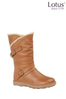 Lotus Brown Leg Boots (Q54210) | OMR51