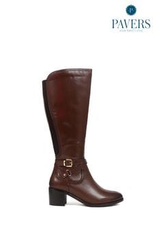 Pavers Smart Tall Brown Heeled Boots (Q54391) | 445 QAR
