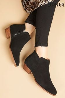 Jones Bootmaker Florie Heeled Leather Black Ankle Boots (Q54400) | $188