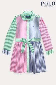 Polo Ralph Lauren Girls Pink Striped Cotton Poplin Fun Shirt Dress (Q54505) | €72 - €79