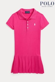Vestido estilo polo de malla elástica plisada para niñas de Polo Ralph Lauren (Q54512) | 149 € - 163 €