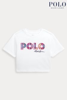 Polo Ralph Lauren Girls Madras Logo Cotton Jersey Boxy T-Shirt (Q54513) | €70 - €79