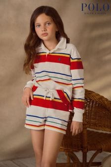 Dievčenská pruhovaná súprava s polokošeľou a šortkami Polo Ralph Lauren Terry (Q54522) | €197