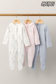 Mamas & Papas Pink Ballerina Ice Skater Sleepsuits 3 Pack (Q54627) | kr400