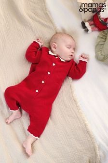 Mamas & Papas Mrs Santa Red Knitted Christmas Romper (Q54647) | DKK175