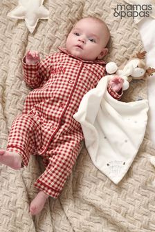 Mamas & Papas Red Jersey Check Christmas Pyjamas Romper (Q54672) | DKK100