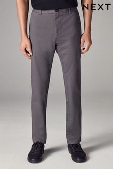 Temno siva - Raztegljive ozke chino hlače z elastičnim pasom (Q54992) | €20