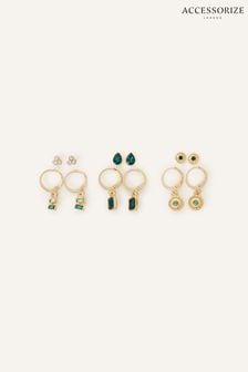 Accessorize Green Eclectic Hoops and Stud Earrings 6 Pack (Q55020) | €19