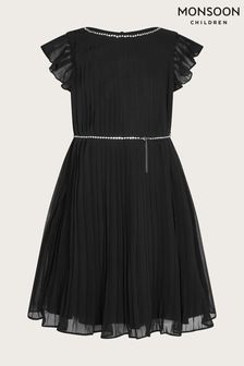 Monsoon Black Diamanté Georgina Belt Pleat Dress (Q55021) | €66 - €72