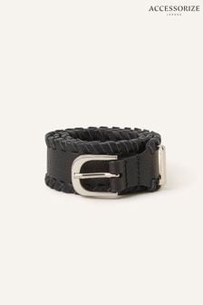 Accessorize Leather Whipstitch Black Waist Belt (Q55176) | €16