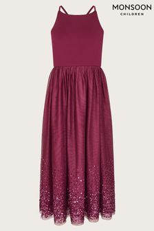 Monsoon Red Sequin Scuba Prom Maxi Dress (Q55195) | 56 € - 60 €