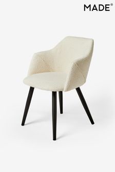 MADE.COM Set of 2 White Boucle and Black Legs Lule Arm Dining Chairs (Q55619) | €377
