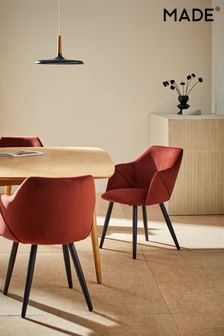 MADE.COM Set of 2 Rust Red and Black Legs Lule Arm Dining Chairs (Q55620) | €377