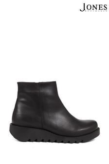 Jones Bootmaker Maraine Leather Wedges Black Ankle Boots (Q55672) | €136