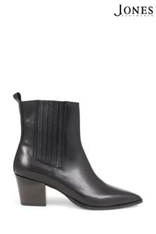 Jones Bootmaker Lizia Heeled Leather Black Ankle Boots (Q55673) | €172