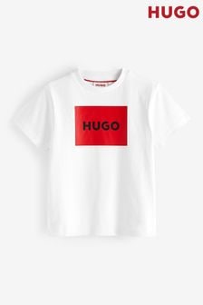 HUGO Logo Short Sleeve White T-Shirt (Q55843) | KRW76,900 - KRW98,200