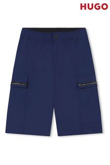 HUGO Blue Smart Utilty Cargo Shorts With Pockets