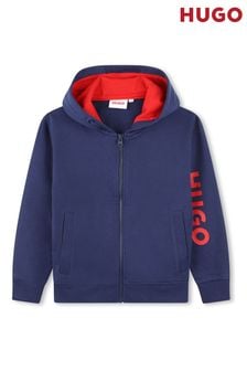 Sweat à capuche Hugo zippé bleu à logo (Q55852) | €97 - €121
