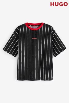 HUGO Stripe All-Over Print Logo Black T-Shirt (Q55856) | KRW98,200 - KRW119,500