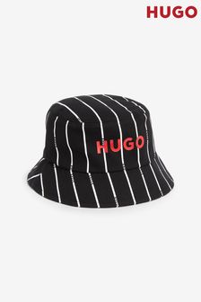 HUGO Stripe All-Over Print Logo Bucket Black Hat